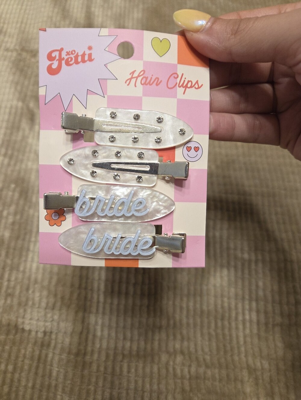 White 'Bride' Pearl Hair Clips Set